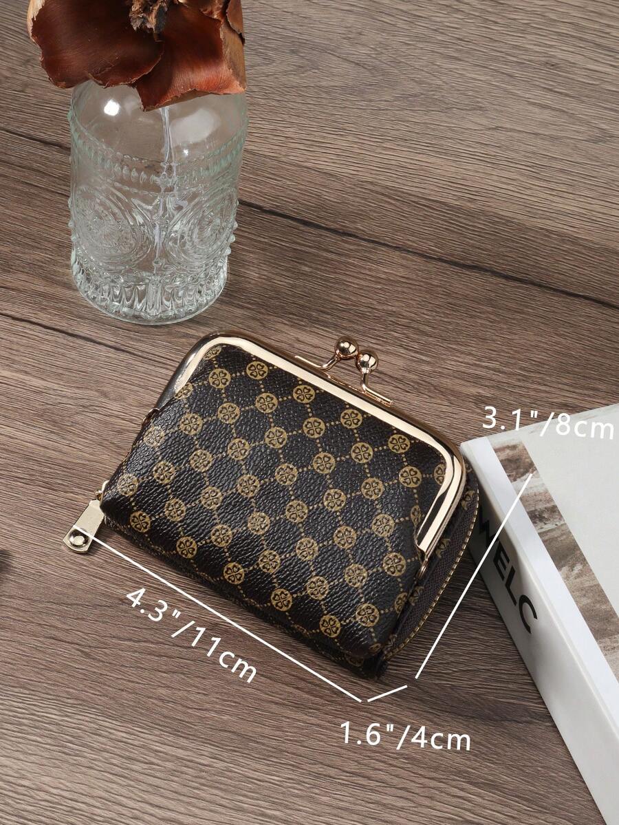 Women's PU Leather Kiss-Lock Coin Purse – Zipper & Hasp, Large Capacity Card & Cash Holder