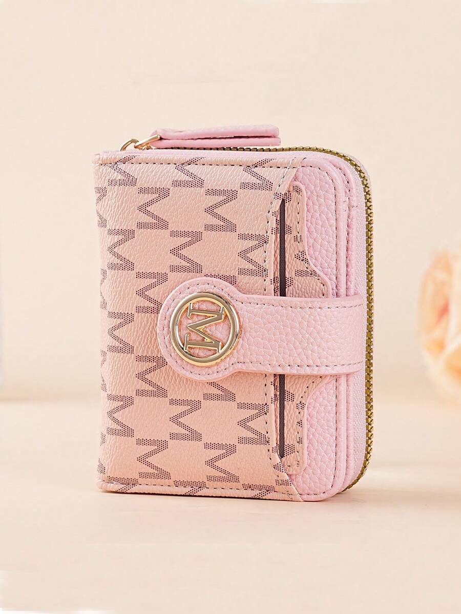 Women's Retro Lychee Pattern Wallet – Multi-Card Short Wallet with Coin Pocket and Snap Closure