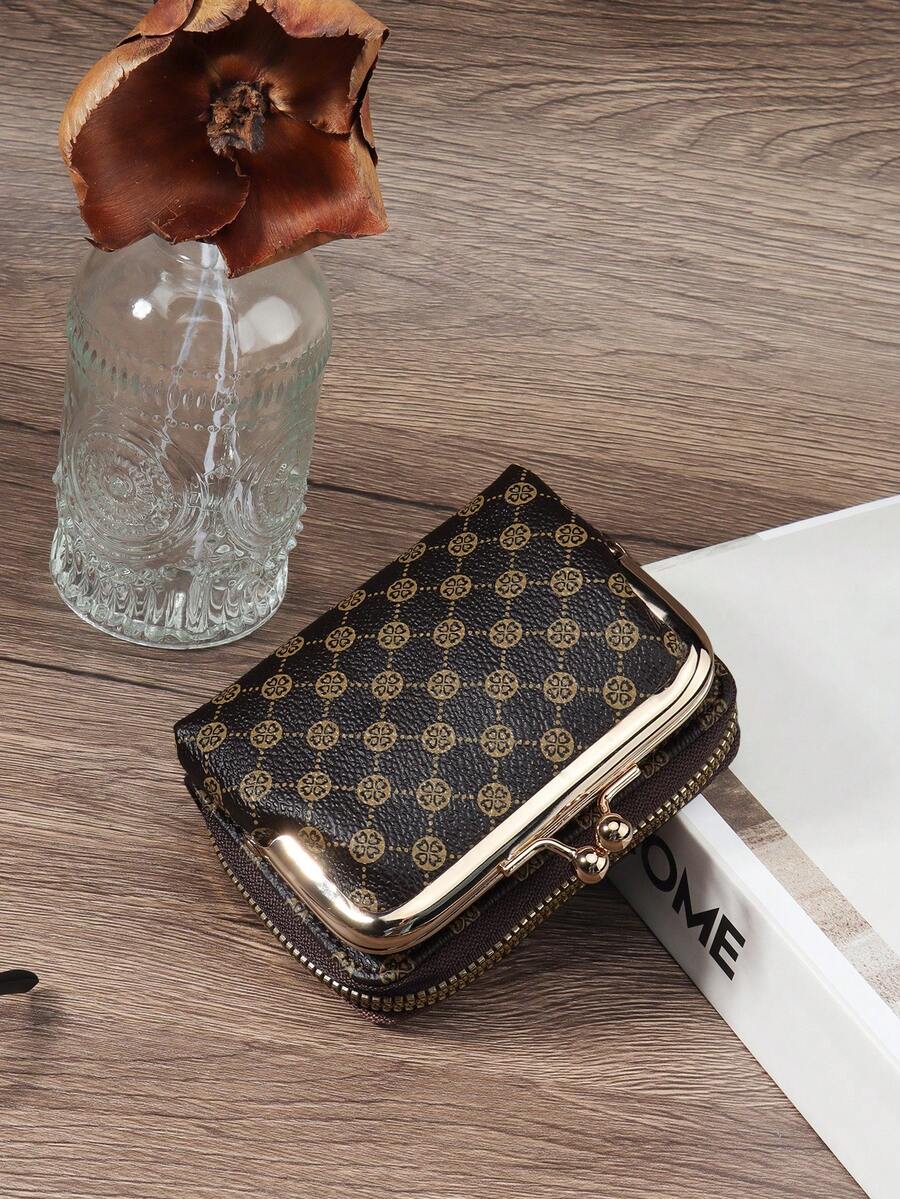 Women's PU Leather Kiss-Lock Coin Purse – Zipper & Hasp, Large Capacity Card & Cash Holder