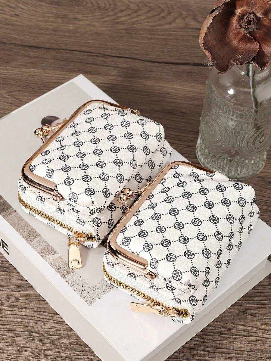 Women's PU Leather Kiss-Lock Coin Purse – Zipper & Hasp, Large Capacity Card & Cash Holder