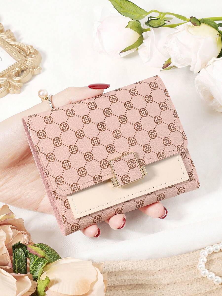 Burgundy Double Fold Mini Wallet with Coin Pocket and Card Slots