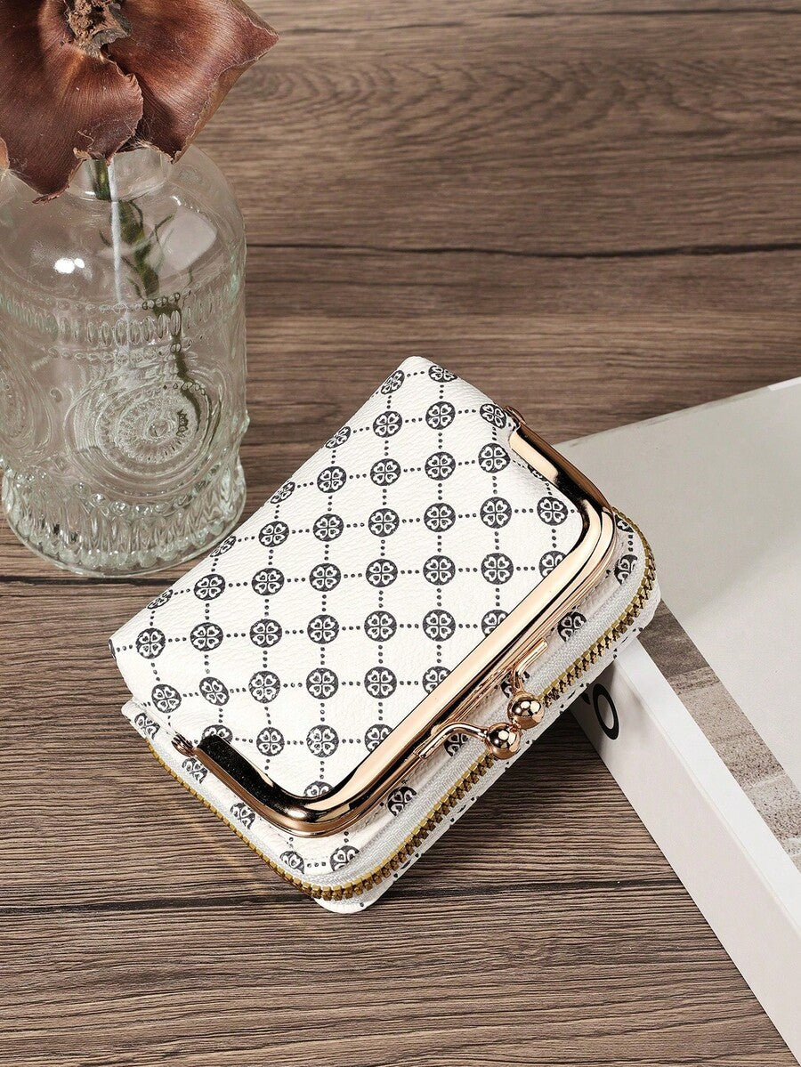 Women's PU Leather Kiss-Lock Coin Purse – Zipper & Hasp, Large Capacity Card & Cash Holder