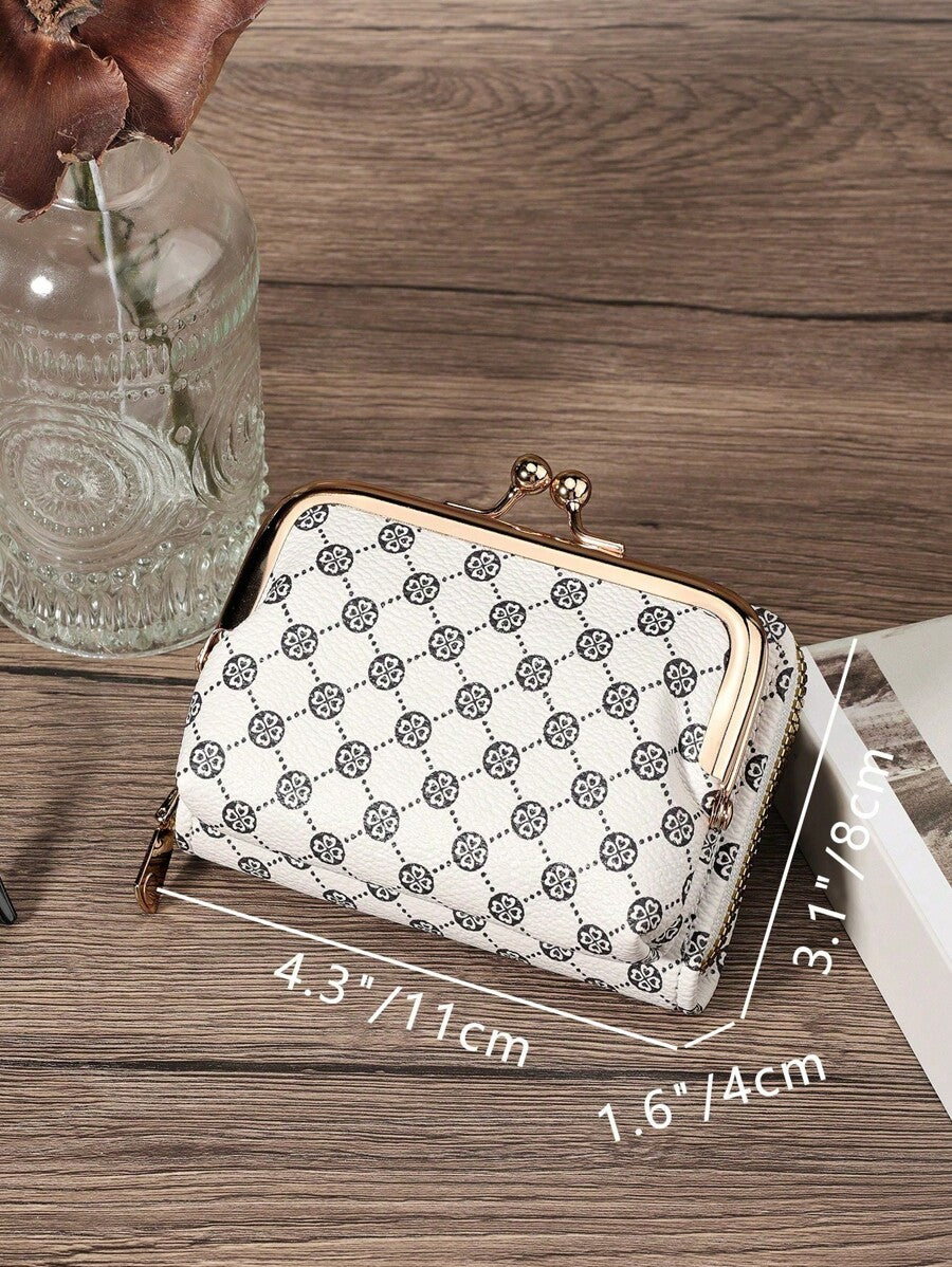Women's PU Leather Kiss-Lock Coin Purse – Zipper & Hasp, Large Capacity Card & Cash Holder