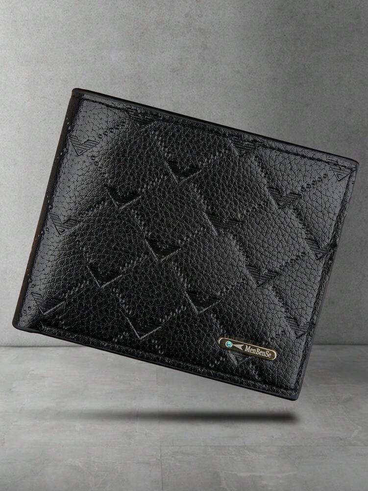Men’s Black Business Wallet – Quilted Design, Multi-Card Holder with Zipper Coin Pocket