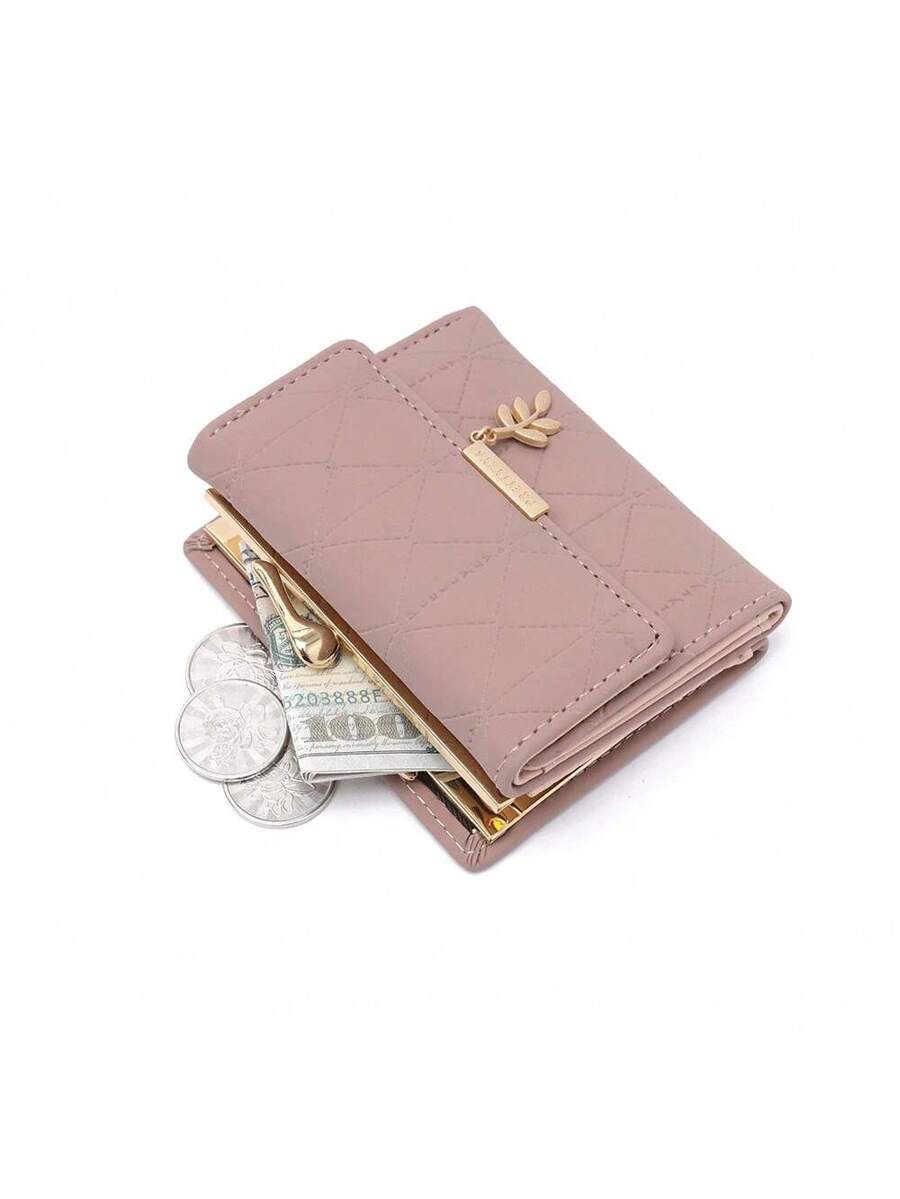 PRETTYZYS Floral Pattern Mini Black Wallet – Lightweight PU Leather with Multi-Card Layers