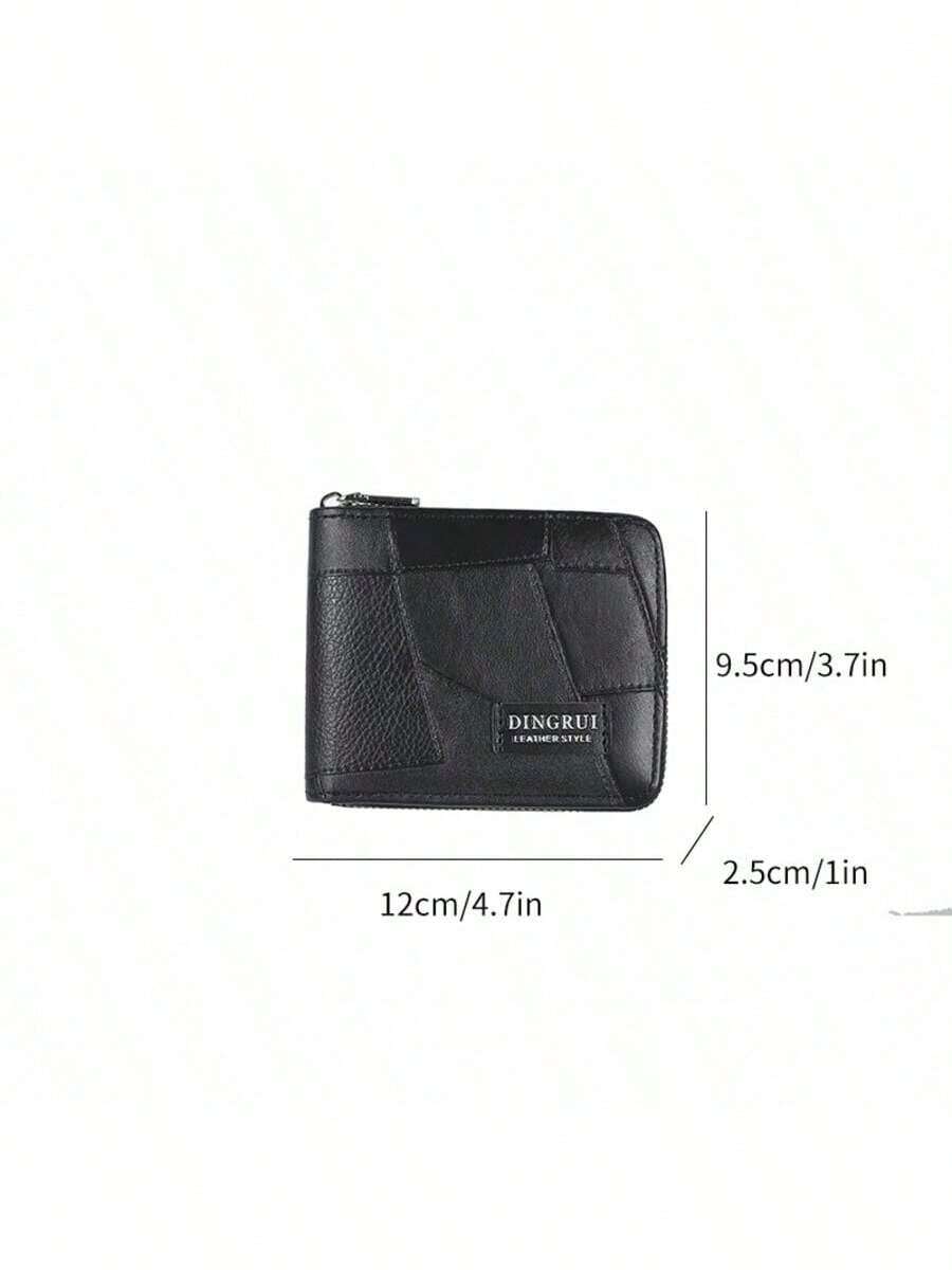 Men’s Luxury Black Leather Wallet – RFID Zipper Card Holder with Coin Pocket