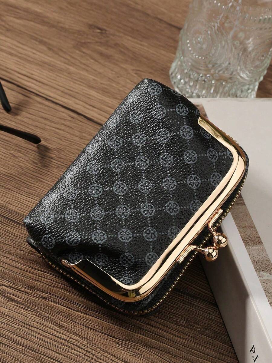 Women's PU Leather Kiss-Lock Coin Purse – Zipper & Hasp, Large Capacity Card & Cash Holder
