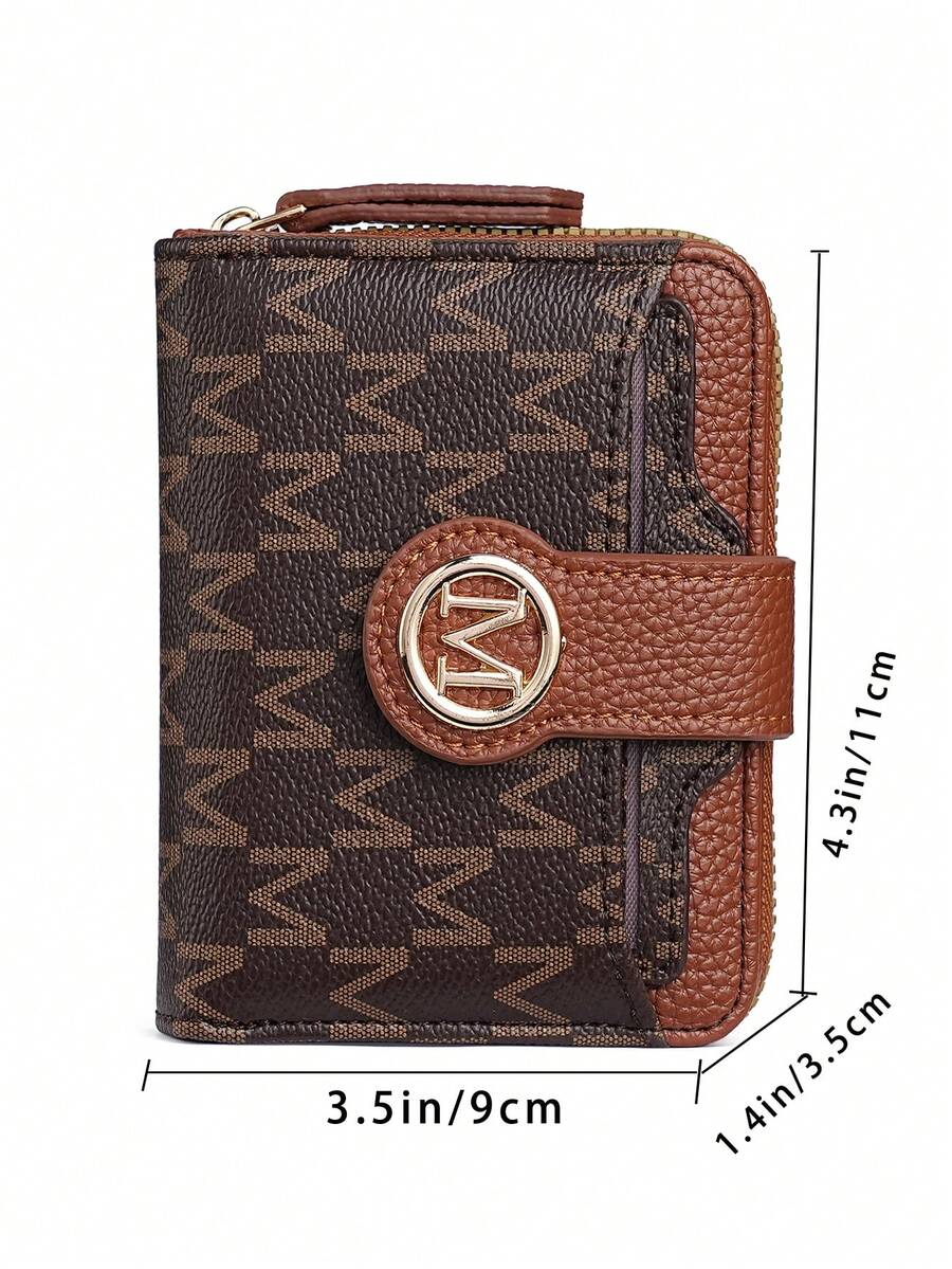 Women's Retro Lychee Pattern Wallet – Multi-Card Short Wallet with Coin Pocket and Snap Closure