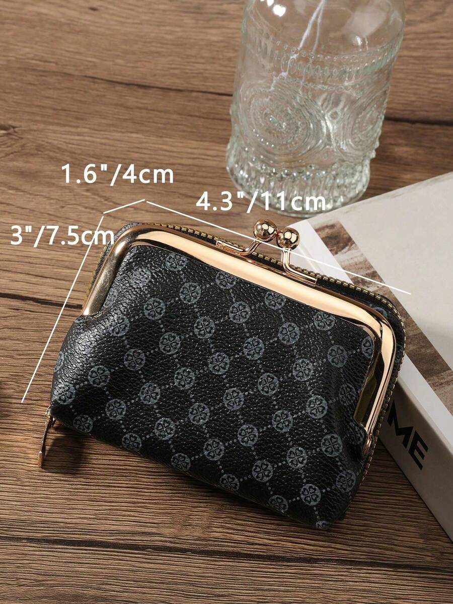 Women's PU Leather Kiss-Lock Coin Purse – Zipper & Hasp, Large Capacity Card & Cash Holder