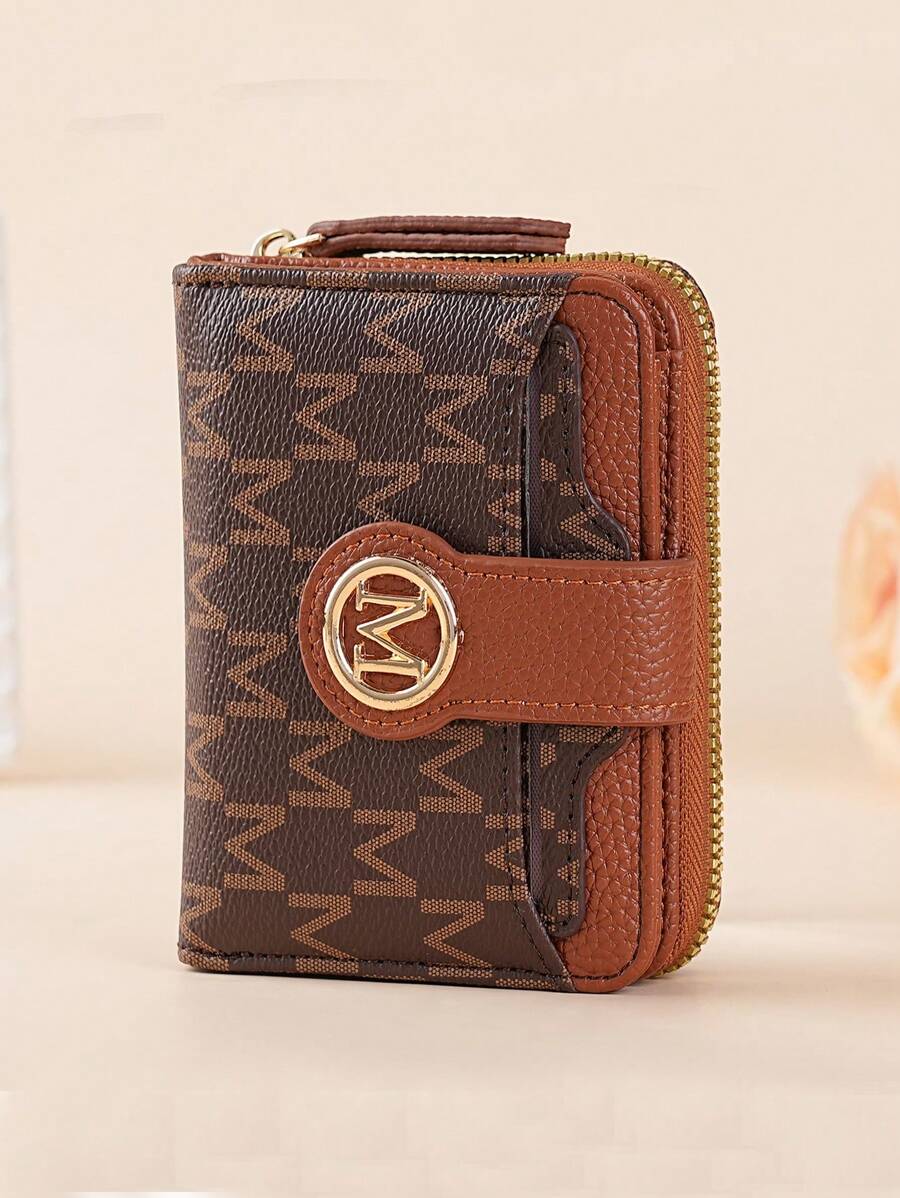 Women's Retro Lychee Pattern Wallet – Multi-Card Short Wallet with Coin Pocket and Snap Closure
