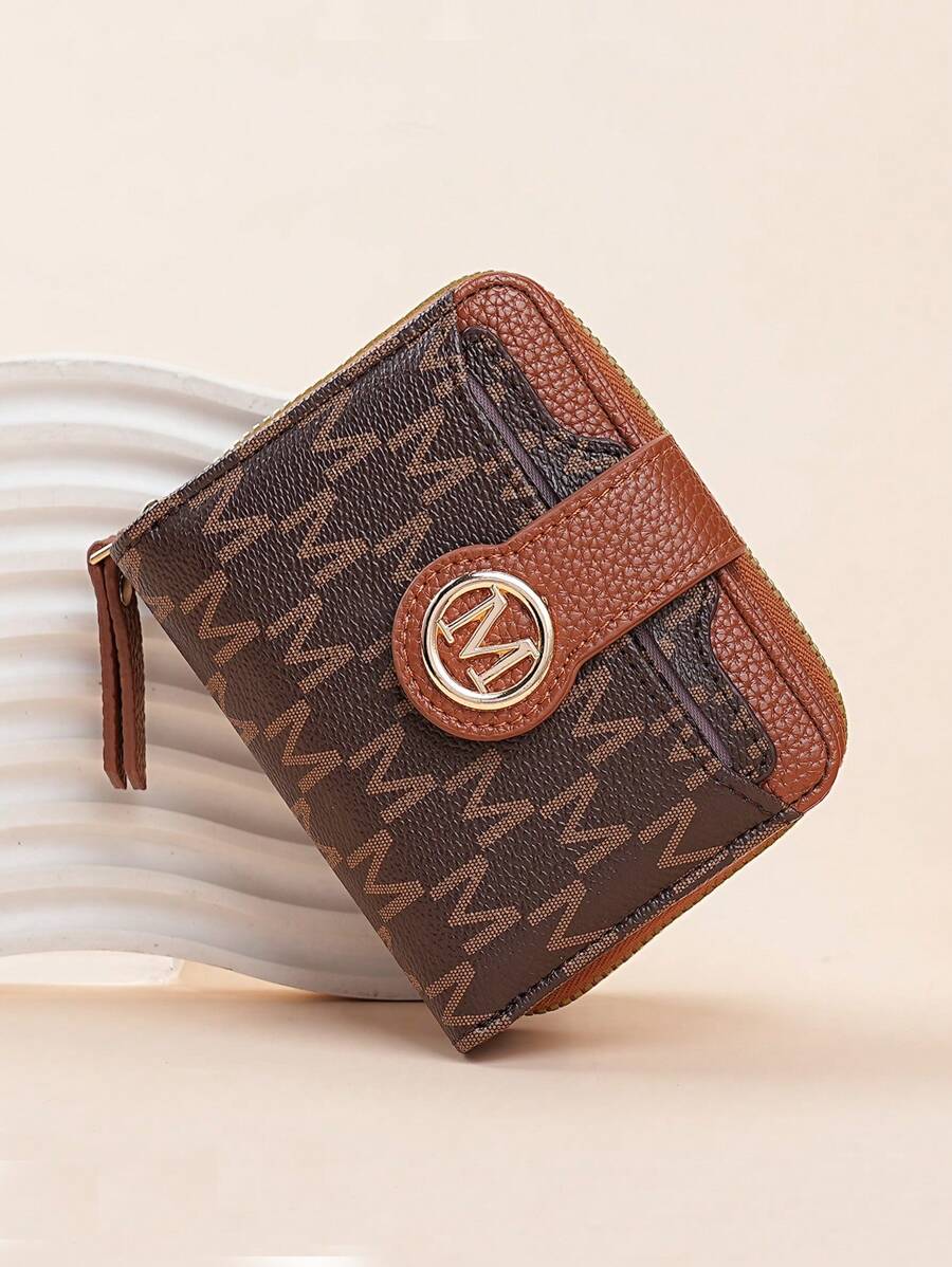 Women's Retro Lychee Pattern Wallet – Multi-Card Short Wallet with Coin Pocket and Snap Closure