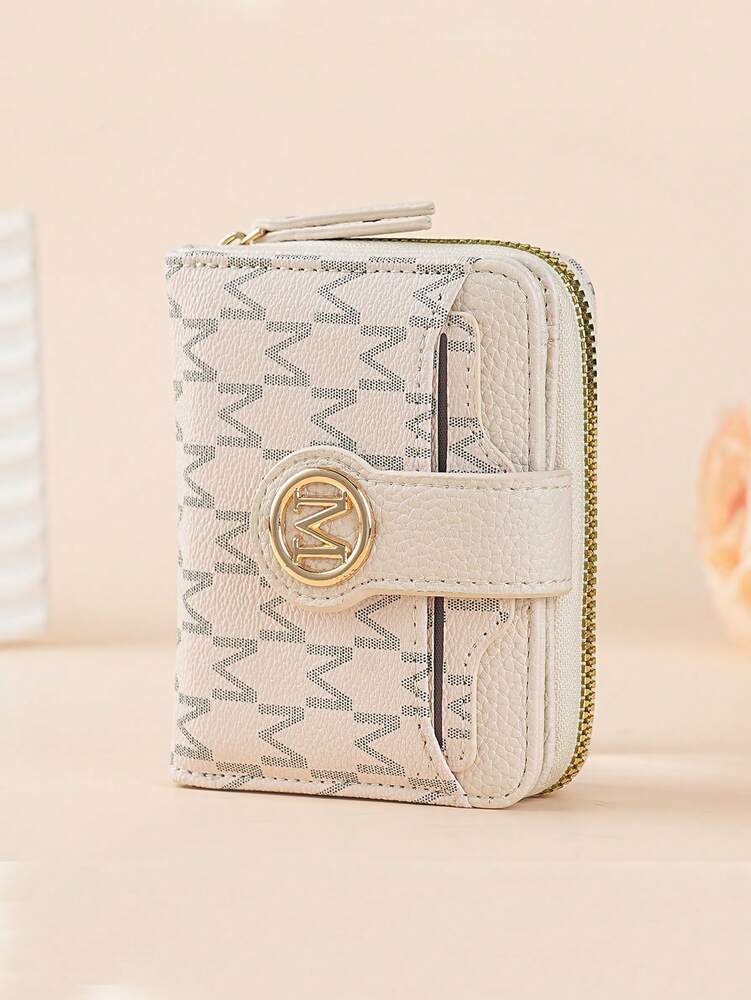 Women's Retro Lychee Pattern Wallet – Multi-Card Short Wallet with Coin Pocket and Snap Closure