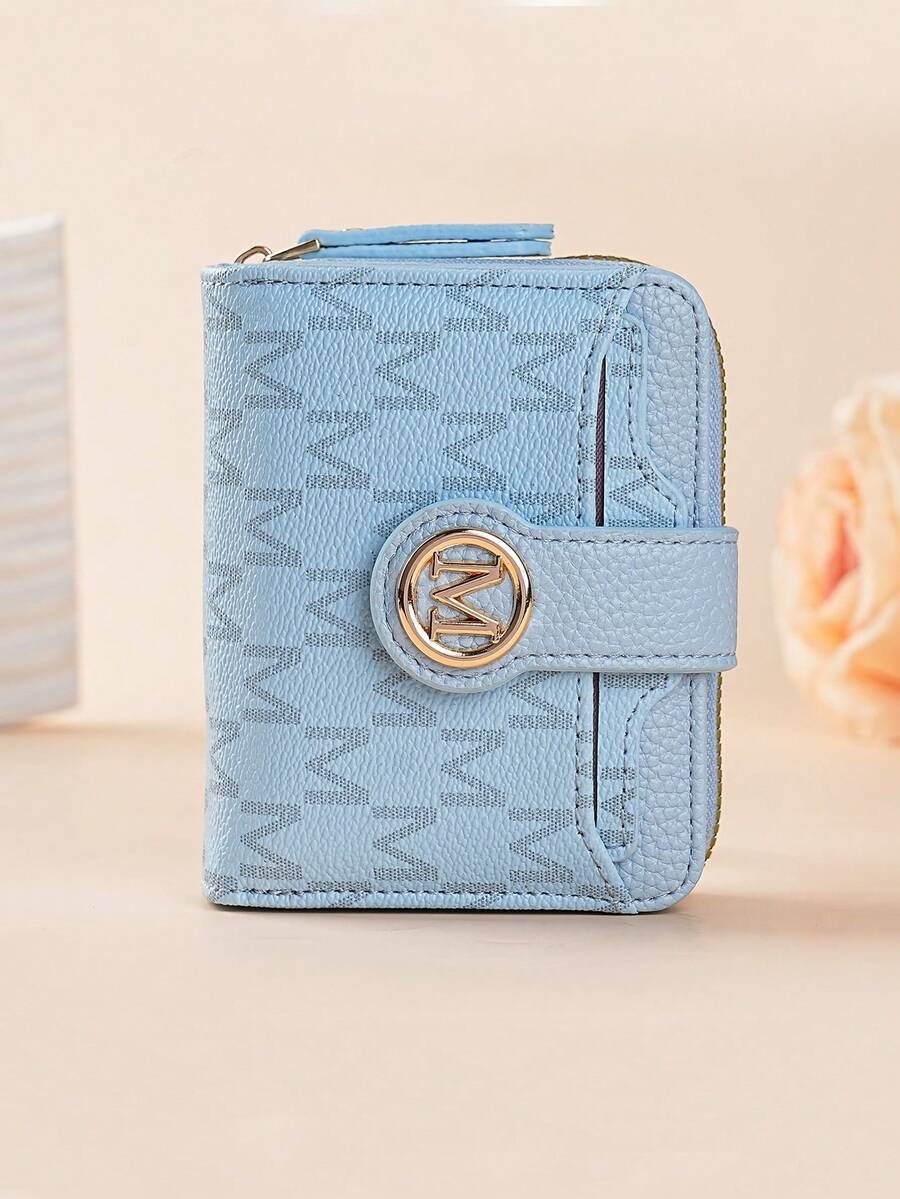 Women's Retro Lychee Pattern Wallet – Multi-Card Short Wallet with Coin Pocket and Snap Closure