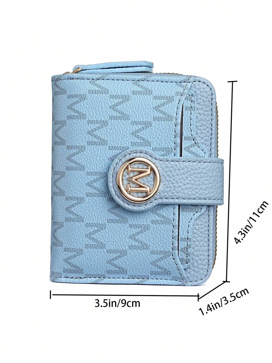 Women's Retro Lychee Pattern Wallet – Multi-Card Short Wallet with Coin Pocket and Snap Closure
