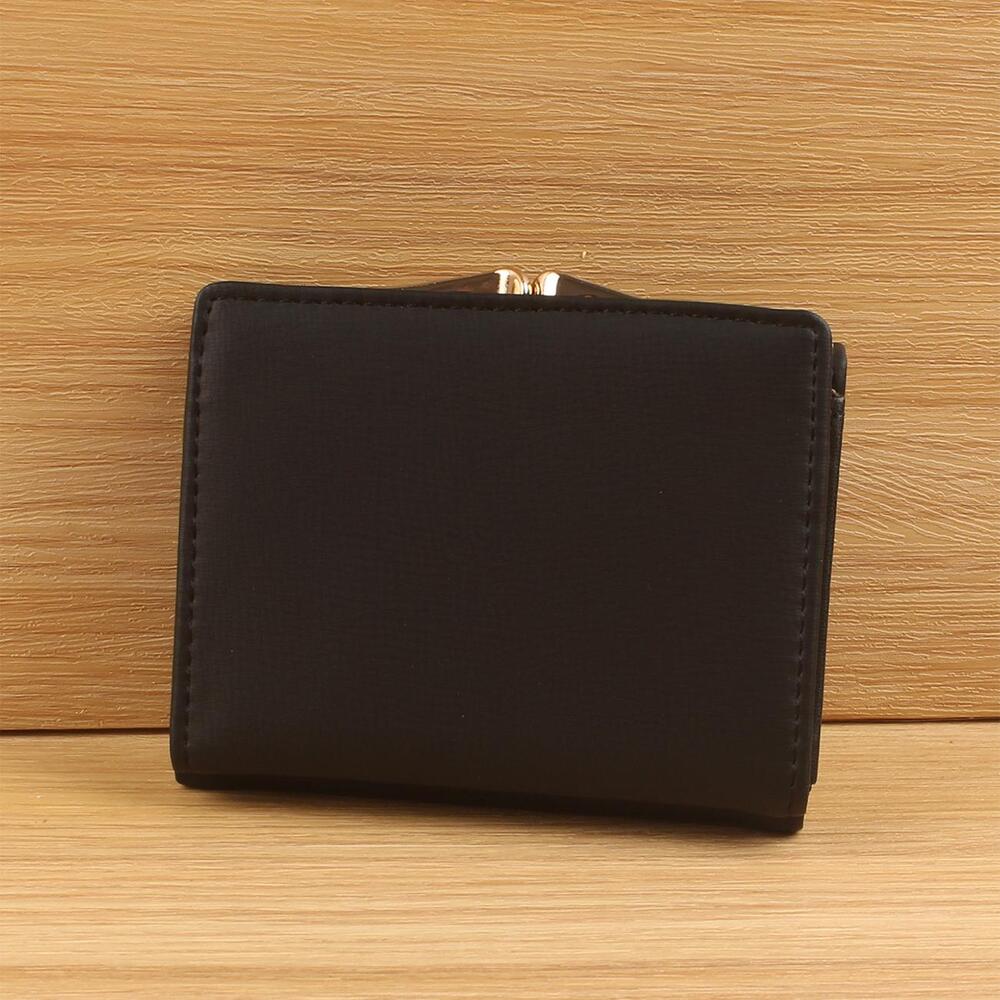 PRETTYZYS Floral Pattern Mini Black Wallet – Lightweight PU Leather with Multi-Card Layers