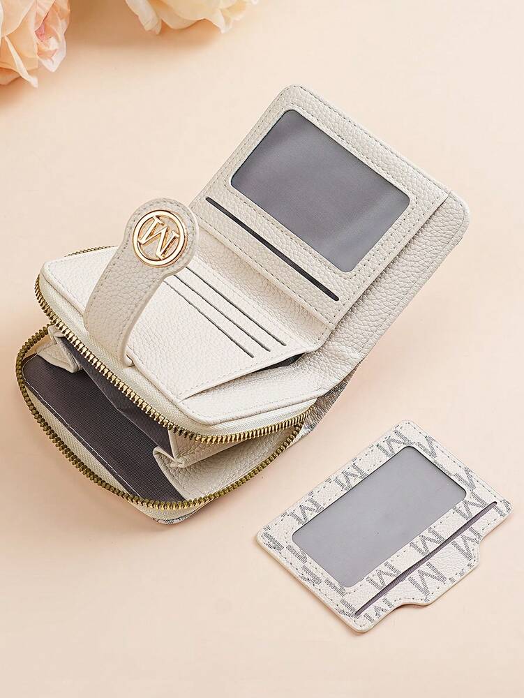 Women's Retro Lychee Pattern Wallet – Multi-Card Short Wallet with Coin Pocket and Snap Closure