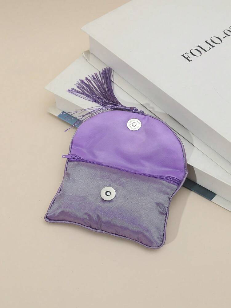 Women's Embroidered Wallet – Vintage Zip Clutch with Large Capacity | Flower Embroidery & Tassel Design