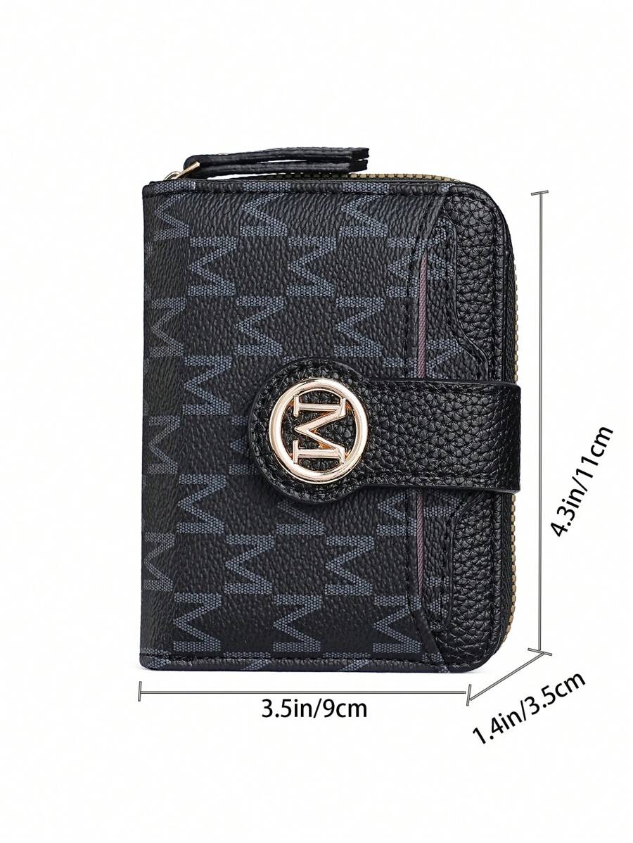 Women's Retro Lychee Pattern Wallet – Multi-Card Short Wallet with Coin Pocket and Snap Closure