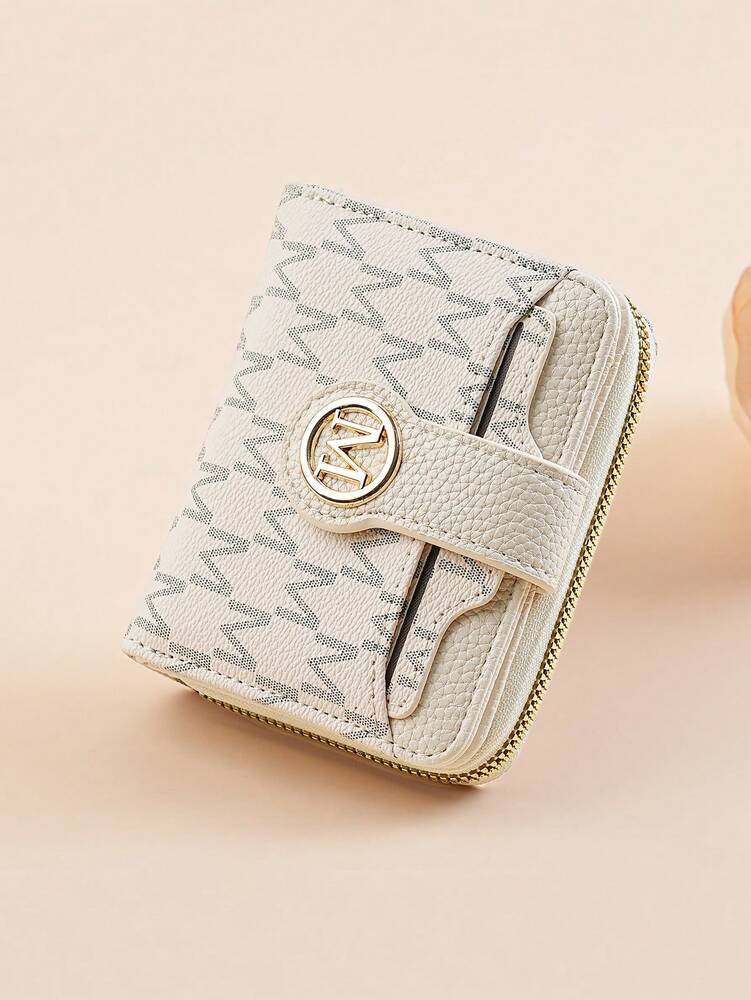 Women's Retro Lychee Pattern Wallet – Multi-Card Short Wallet with Coin Pocket and Snap Closure