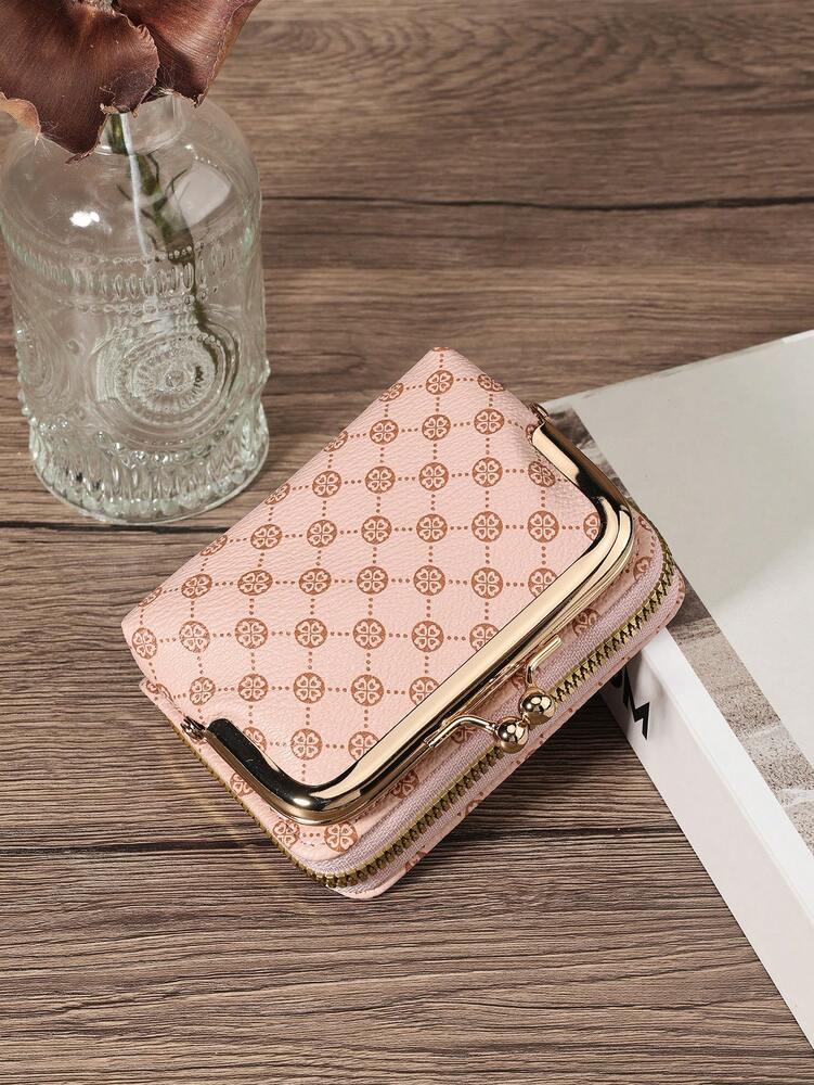 Women's PU Leather Kiss-Lock Coin Purse – Zipper & Hasp, Large Capacity Card & Cash Holder