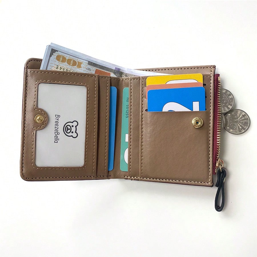 Women’s Short Wallet with Sunflower Embroidery – Retro Fashion Zipper Coin Purse