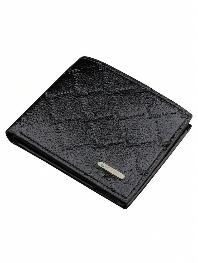Men’s Black Business Wallet – Quilted Design, Multi-Card Holder with Zipper Coin Pocket