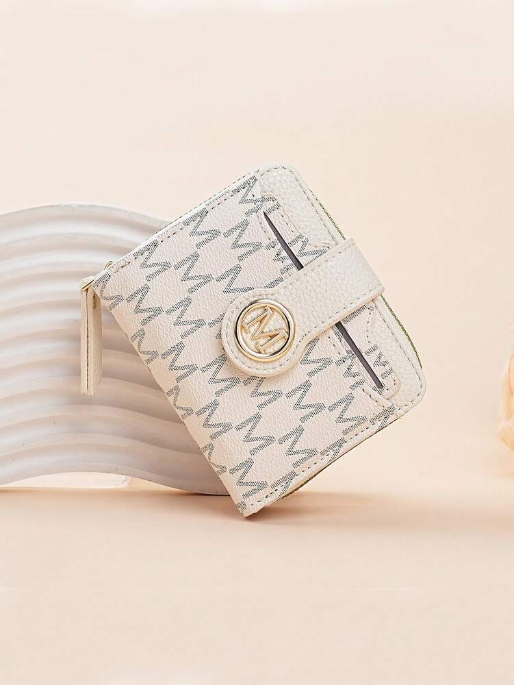 Women's Retro Lychee Pattern Wallet – Multi-Card Short Wallet with Coin Pocket and Snap Closure