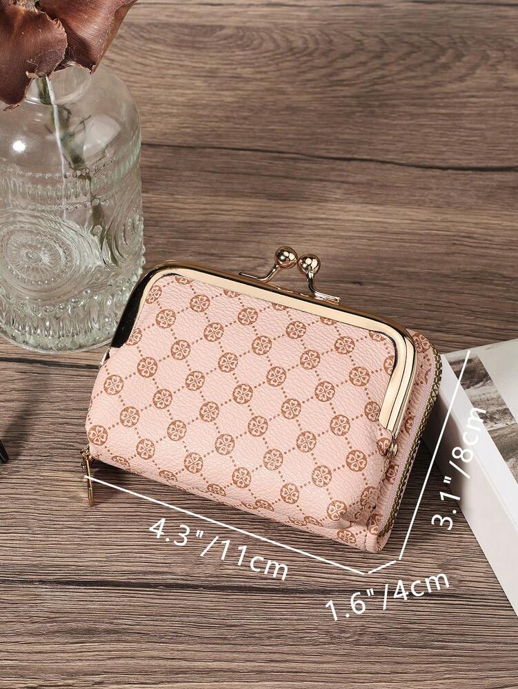 Women's PU Leather Kiss-Lock Coin Purse – Zipper & Hasp, Large Capacity Card & Cash Holder