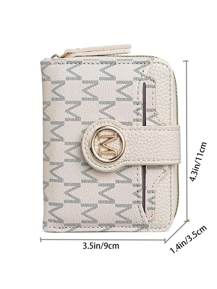Women's Retro Lychee Pattern Wallet – Multi-Card Short Wallet with Coin Pocket and Snap Closure