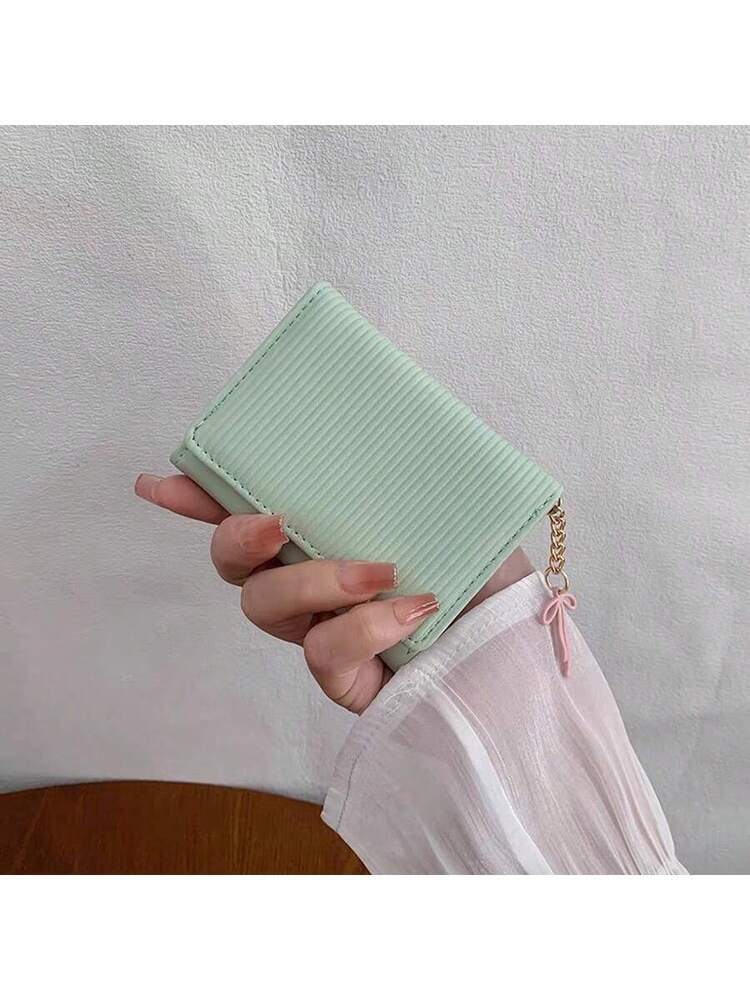 Korean Style Bow Decor Women's Short Wallet – High-Quality Tri-Fold Coin & Card Purse Wallet
