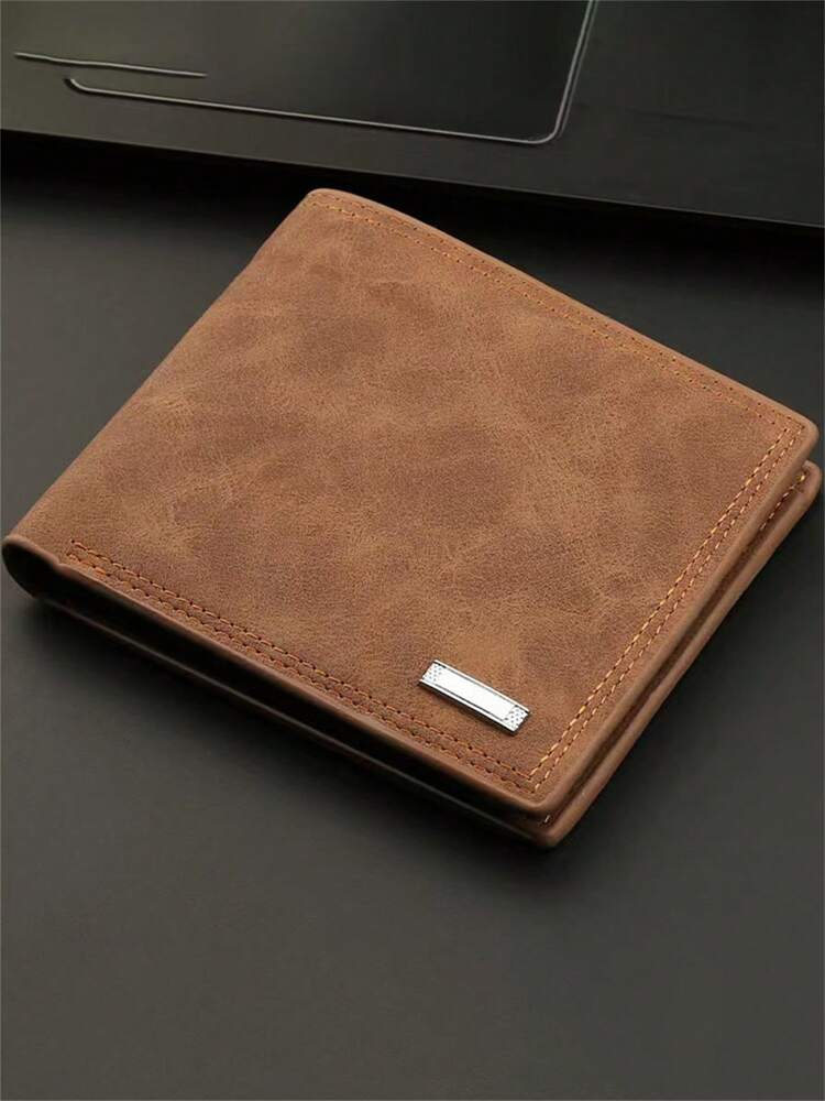 Men’s Classic Bifold Suede Leather Wallet – Minimalist Short Purse with Card Slots