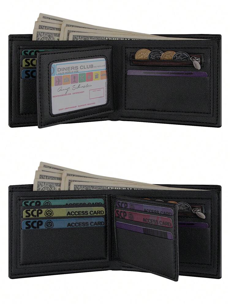 Men’s Black Business Wallet – Quilted Design, Multi-Card Holder with Zipper Coin Pocket