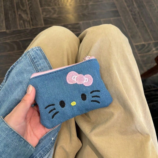 Sanrio [Cute Hello Kitty Pouch] Hello Kitty Makeup Pouch | Cute & Cream Portable Cosmetic Bag With Pink Bow Zipper Closure