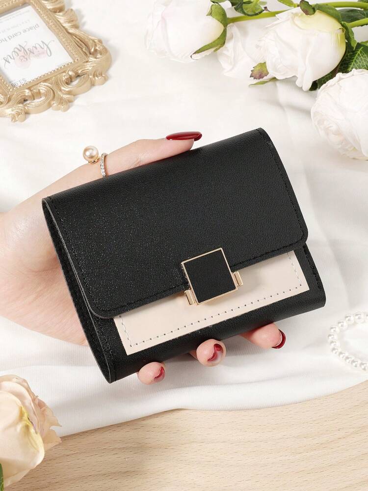 Burgundy Double Fold Mini Wallet with Coin Pocket and Card Slots