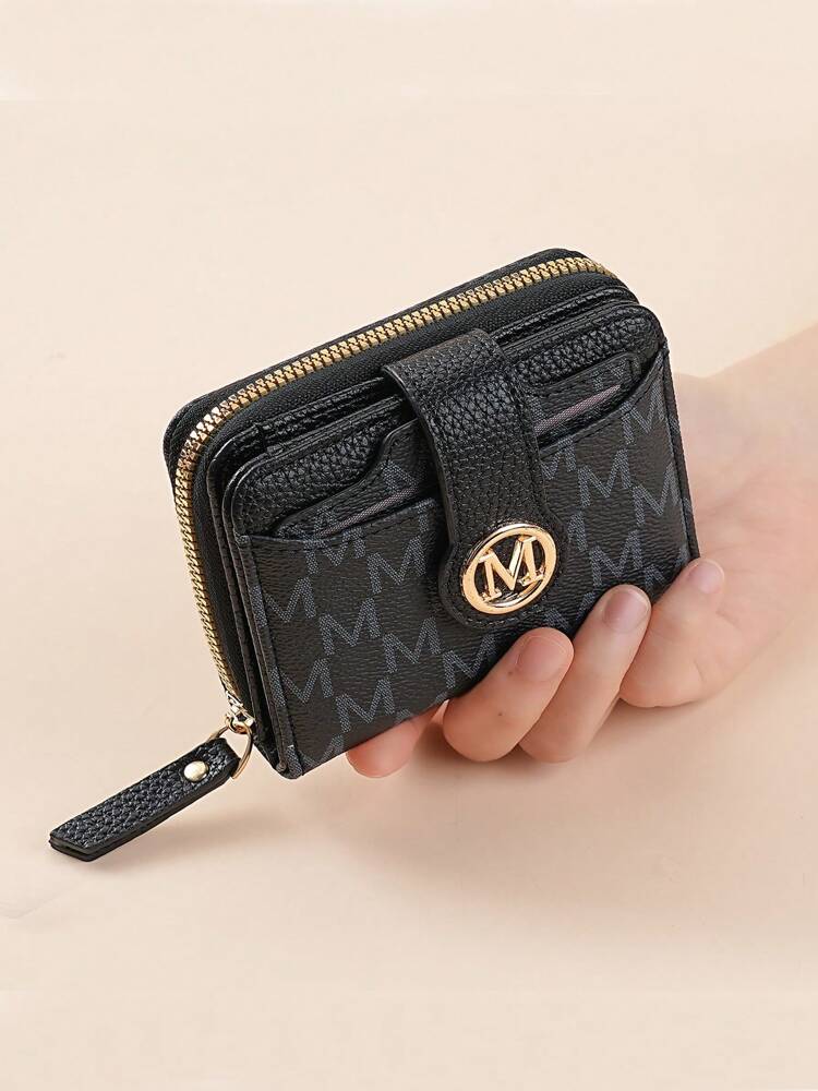 Women's Retro Lychee Pattern Wallet – Multi-Card Short Wallet with Coin Pocket and Snap Closure