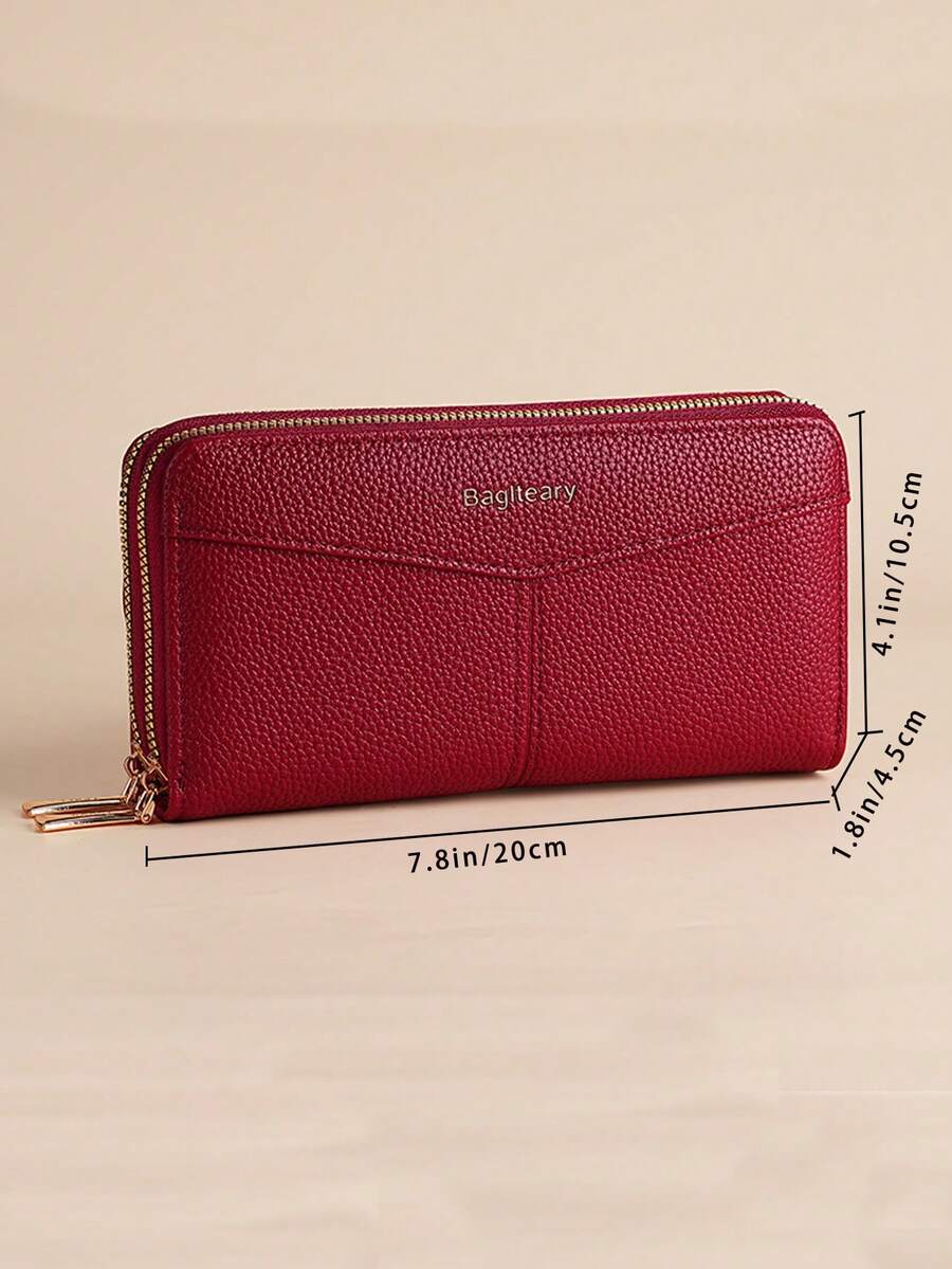 Women's Long Zipper Wallet with Wrist Strap – Multi-Card Phone Holder & Coin Purse (Brown)