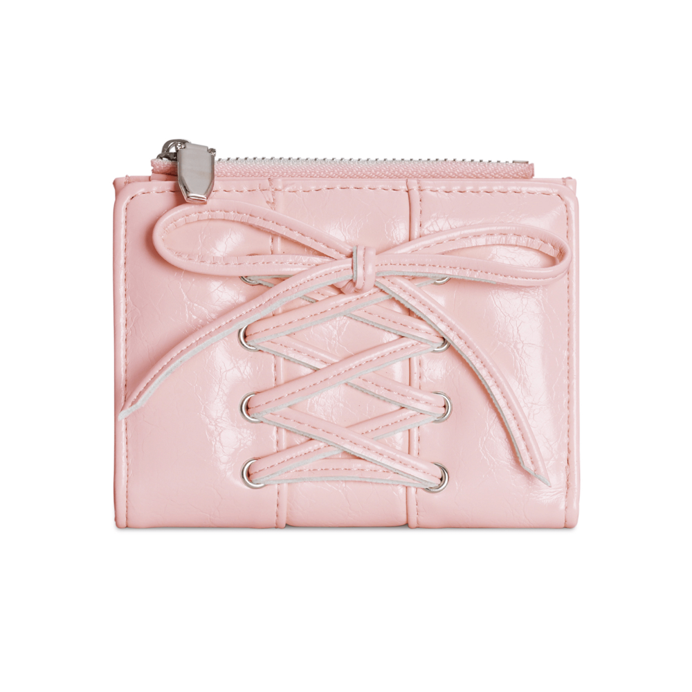 Bow Two-Fold Y2K Leather Wallet – Large Capacity Korean Style Ladies Wallet