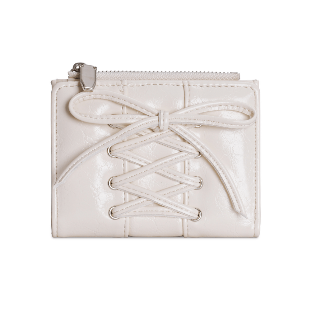 Bow Two-Fold Y2K Leather Wallet – Large Capacity Korean Style Ladies Wallet