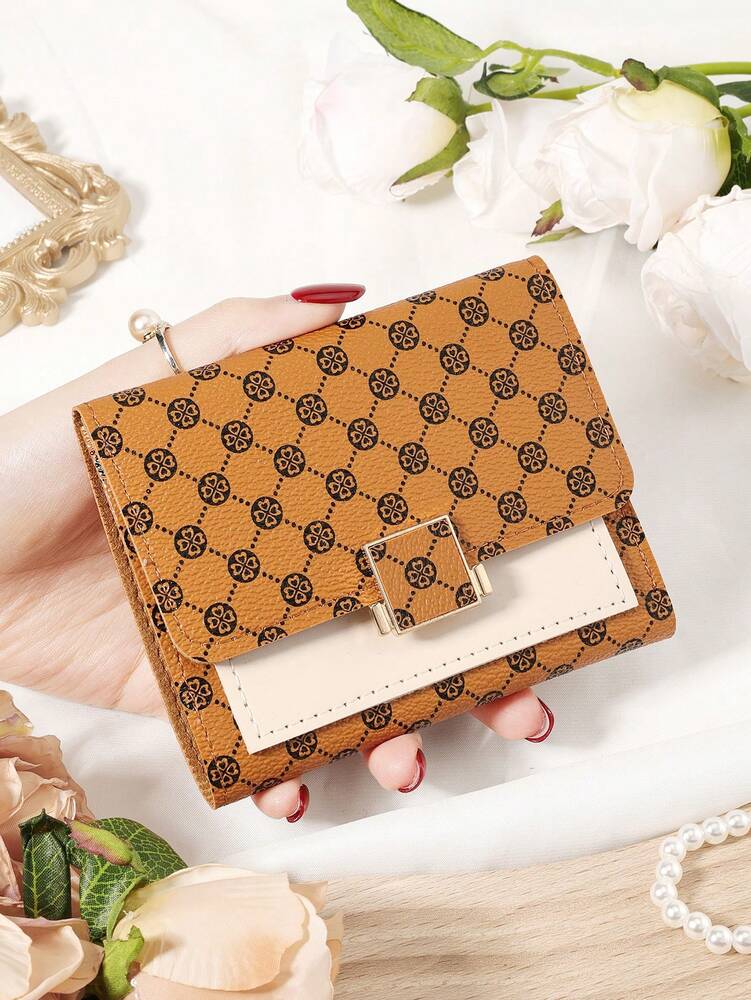 Burgundy Double Fold Mini Wallet with Coin Pocket and Card Slots