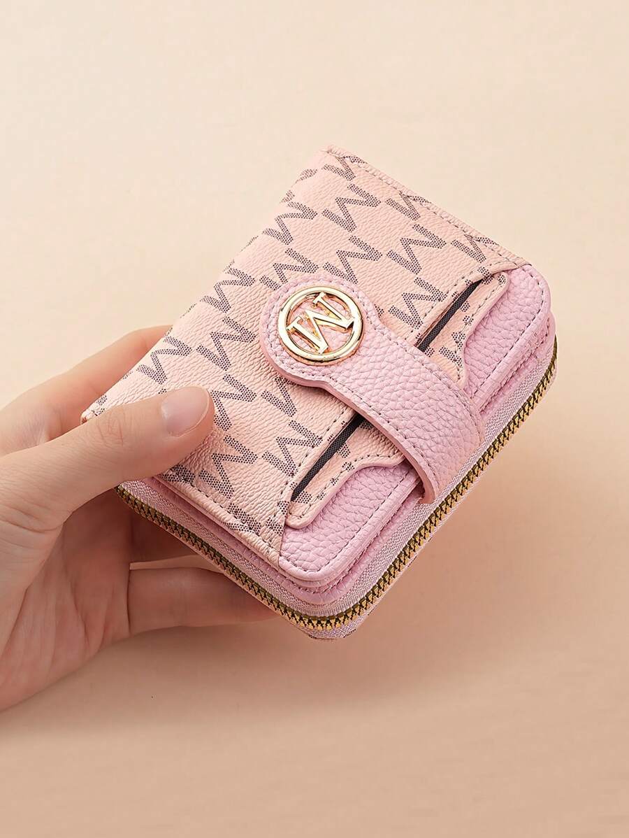 Women's Retro Lychee Pattern Wallet – Multi-Card Short Wallet with Coin Pocket and Snap Closure