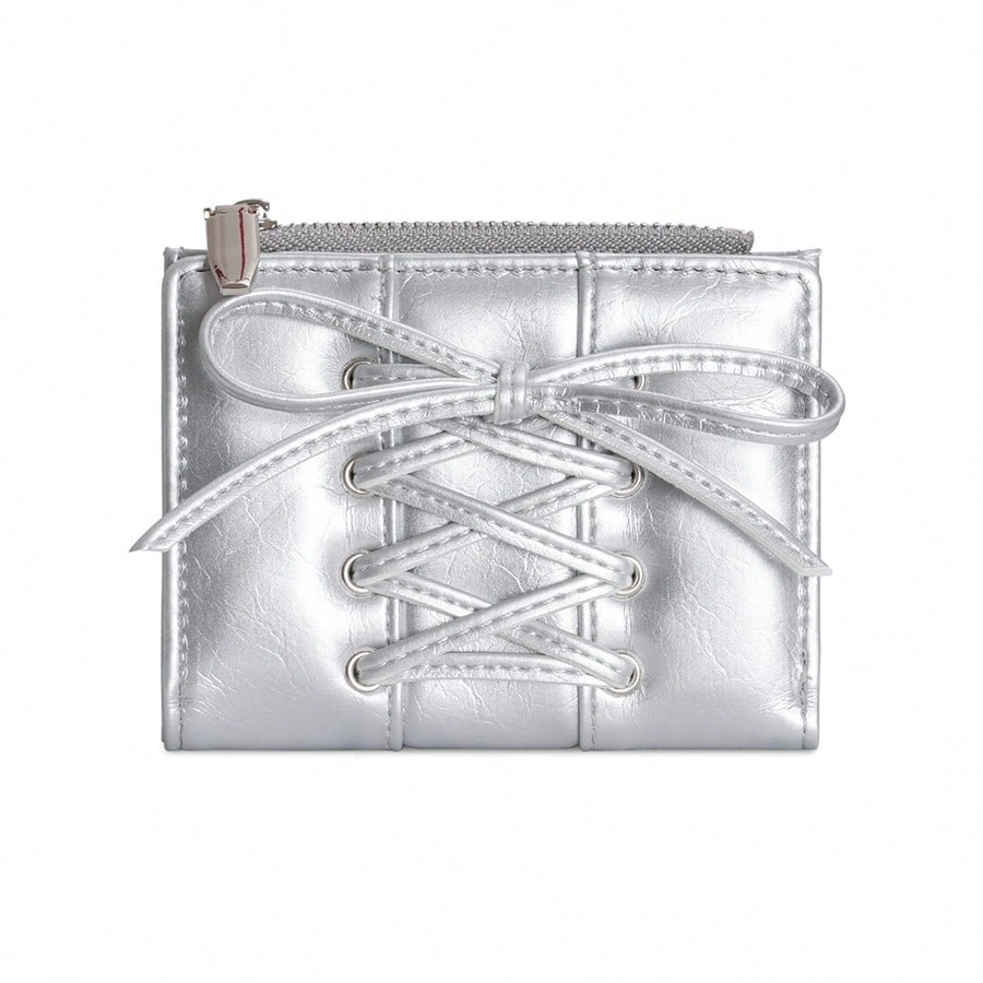 Bow Two-Fold Y2K Leather Wallet – Large Capacity Korean Style Ladies Wallet