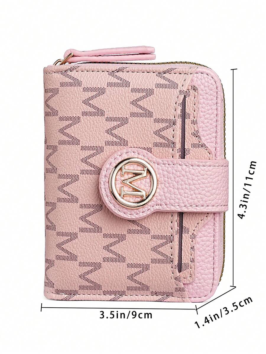 Women's Retro Lychee Pattern Wallet – Multi-Card Short Wallet with Coin Pocket and Snap Closure