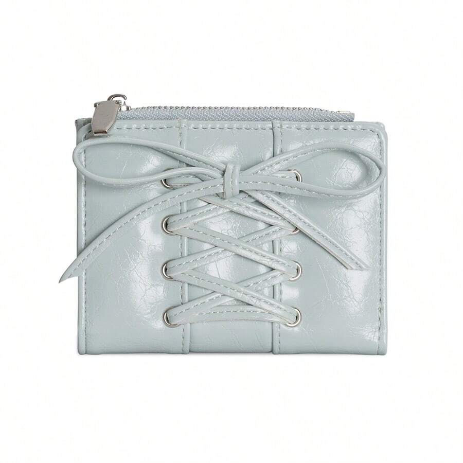 Bow Two-Fold Y2K Leather Wallet – Large Capacity Korean Style Ladies Wallet