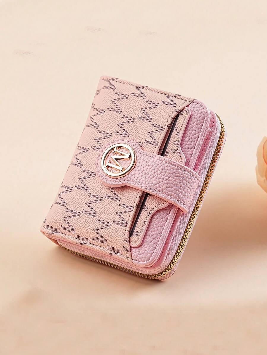 Women's Retro Lychee Pattern Wallet – Multi-Card Short Wallet with Coin Pocket and Snap Closure