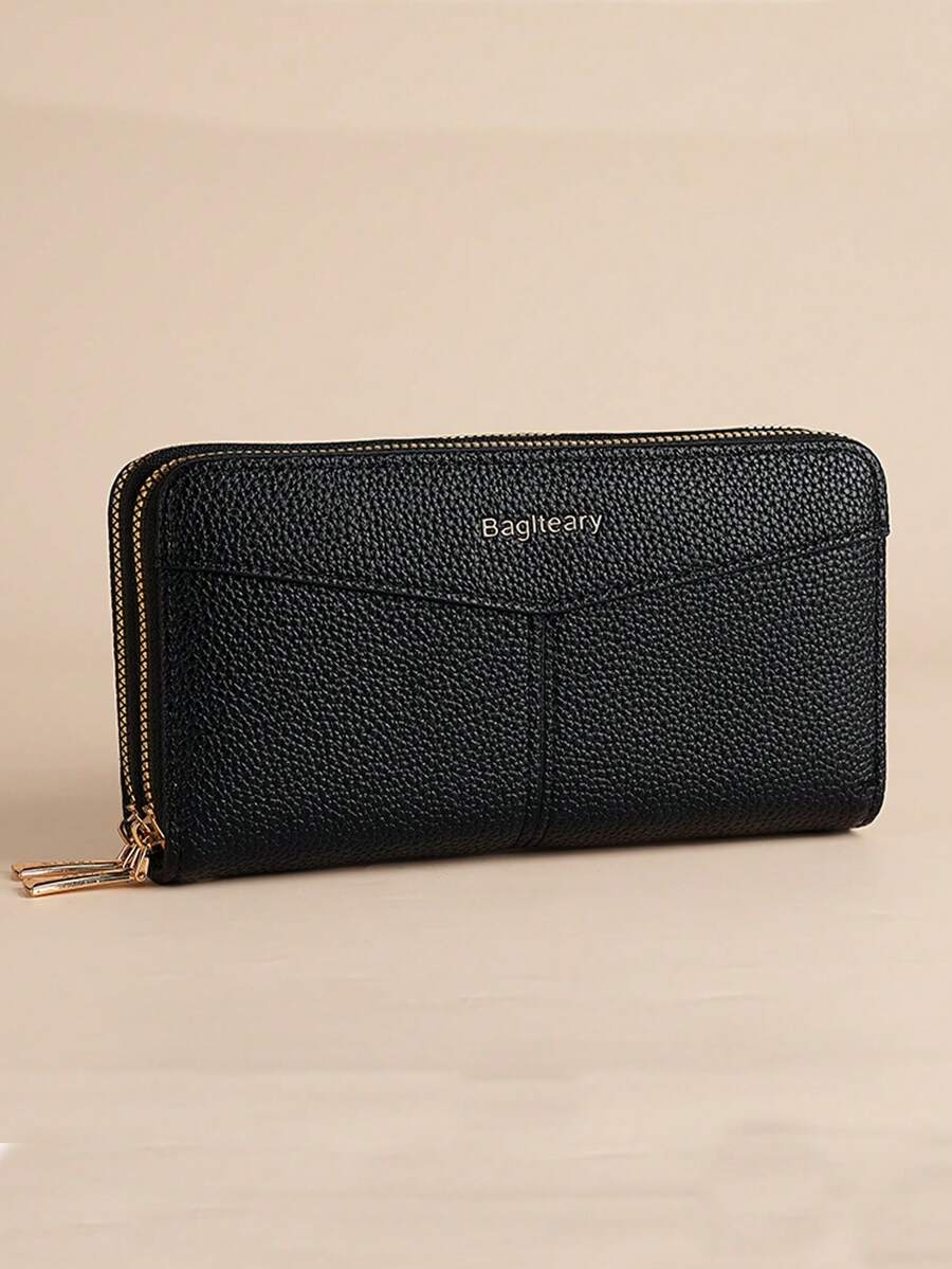Women's Long Zipper Wallet with Wrist Strap – Multi-Card Phone Holder & Coin Purse (Brown)