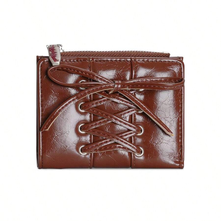Bow Two-Fold Y2K Leather Wallet – Large Capacity Korean Style Ladies Wallet