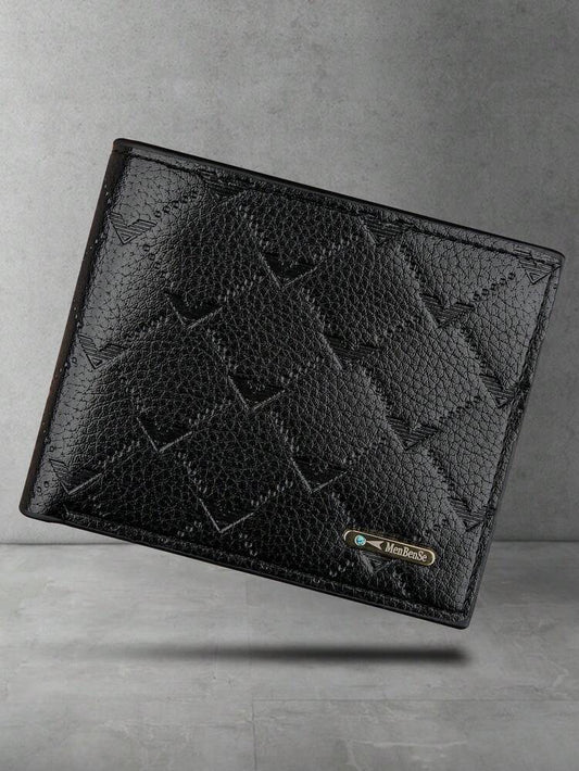 Men’s Black Business Wallet – Quilted Design, Multi-Card Holder with Zipper Coin Pocket