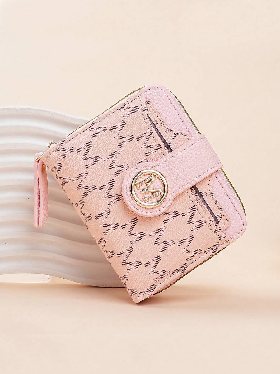 Women's Retro Lychee Pattern Wallet – Multi-Card Short Wallet with Coin Pocket and Snap Closure