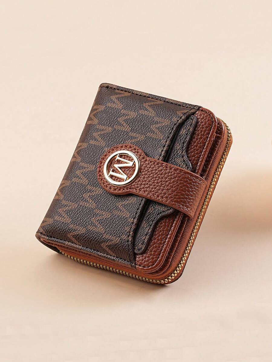 Women's Retro Lychee Pattern Wallet – Multi-Card Short Wallet with Coin Pocket and Snap Closure