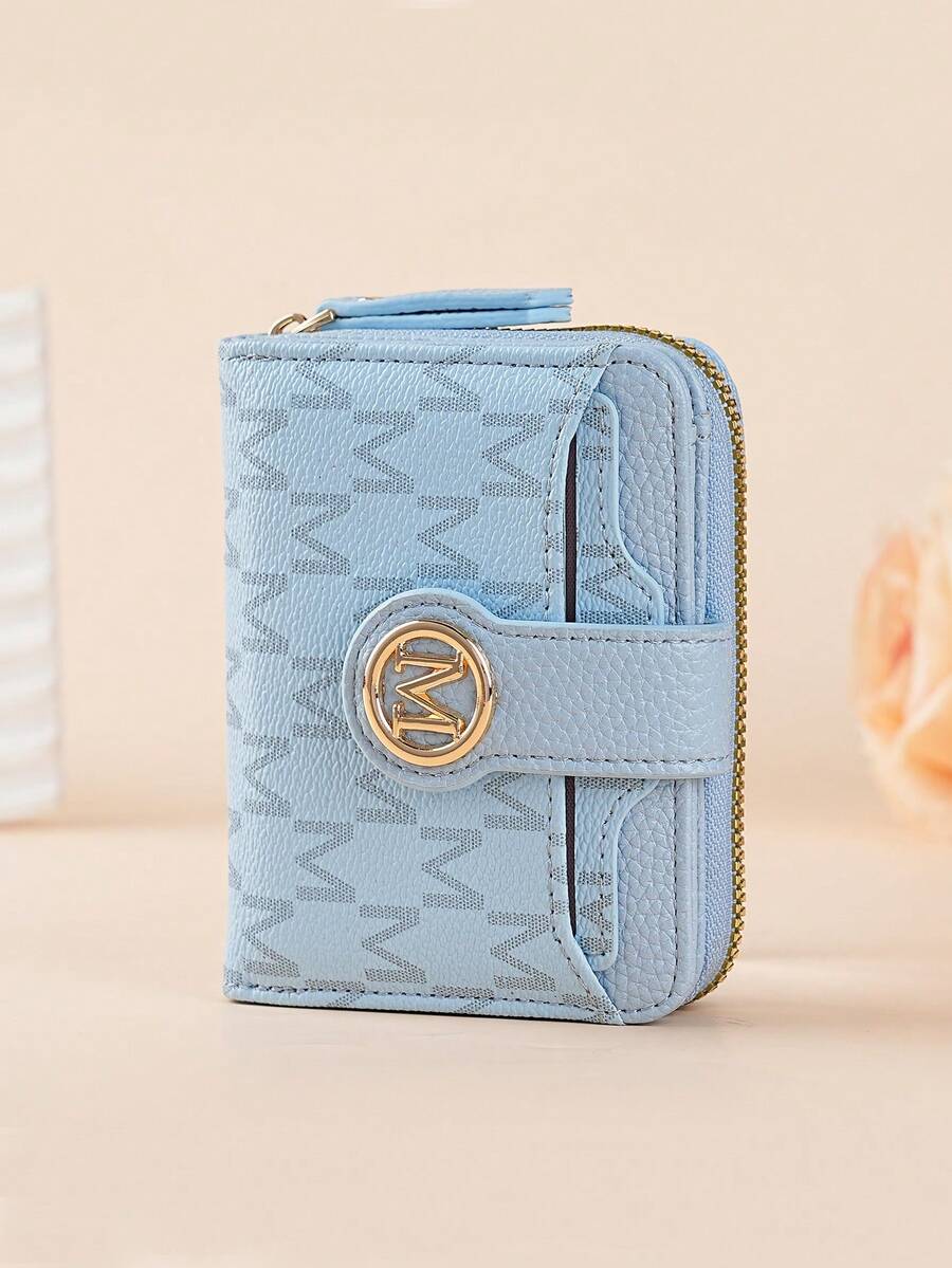 Women's Retro Lychee Pattern Wallet – Multi-Card Short Wallet with Coin Pocket and Snap Closure